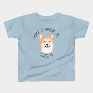 Home is Where My Corgi Is Dog Breed Lover Watercolor Kids T-Shirt